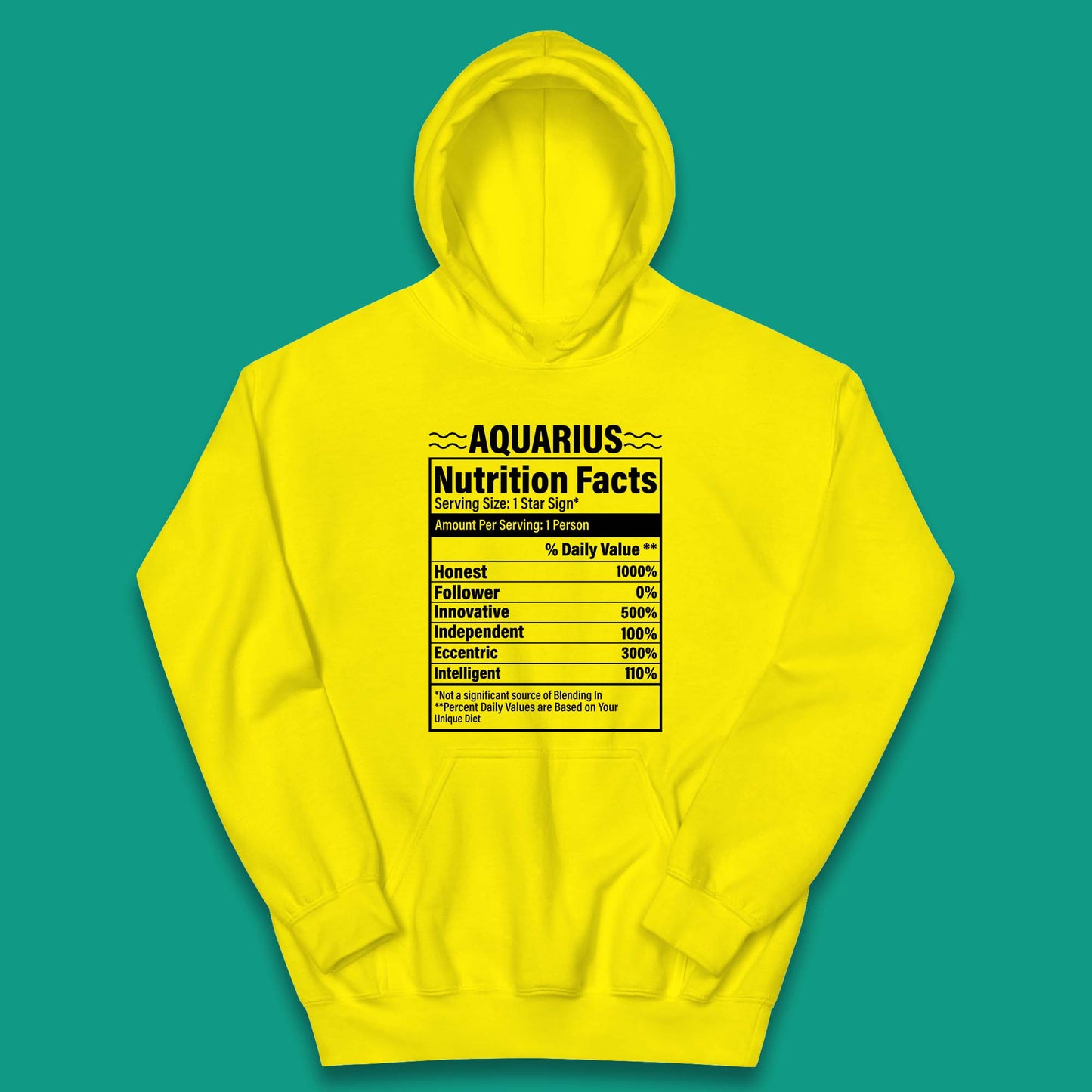 Aquarius Nutrition Facts Kids Hoodie