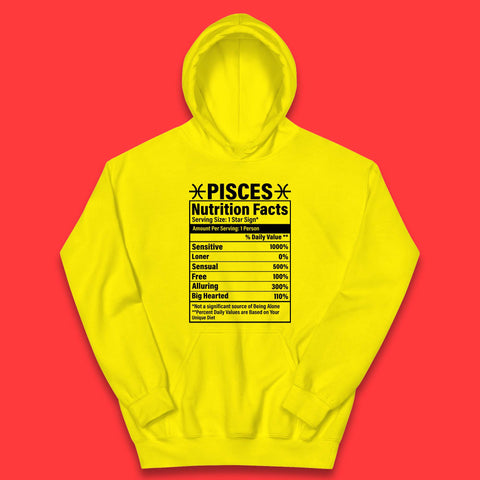 Pisces Nutrition Facts Kids Hoodie