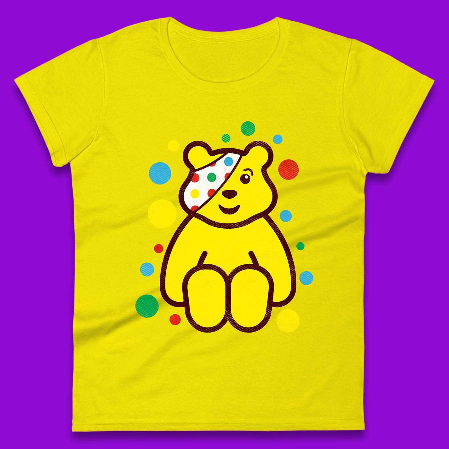 Children In Need Sitting Spotty Pudsey Bear Charity Raising Spotty Day Womens Tee Top