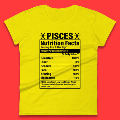 Pisces Nutrition Facts Womens T-Shirt