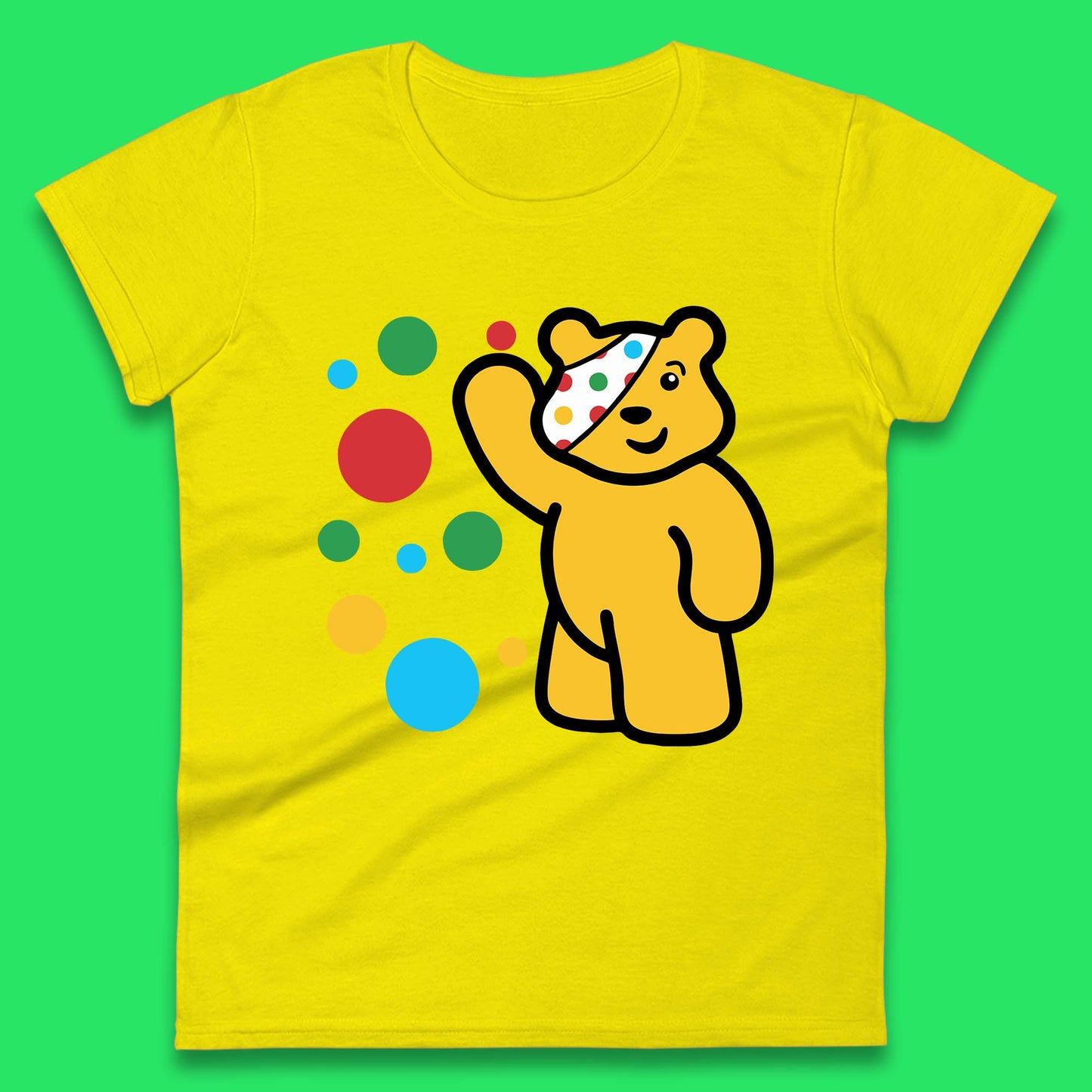 Spotty Pudsey Bear Hand Waving Dotty Spot Fundraising Children In Need Spotty Bear Spotty Day Womens Tee Top