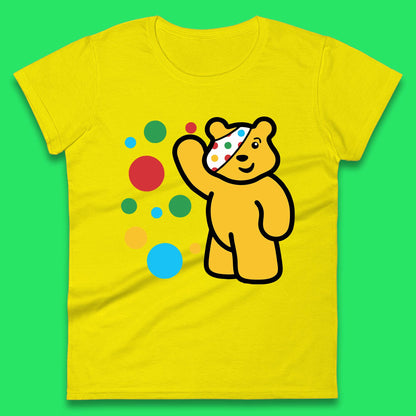 Spotty Pudsey Bear Hand Waving Dotty Spot Fundraising Children In Need Spotty Bear Spotty Day Womens Tee Top