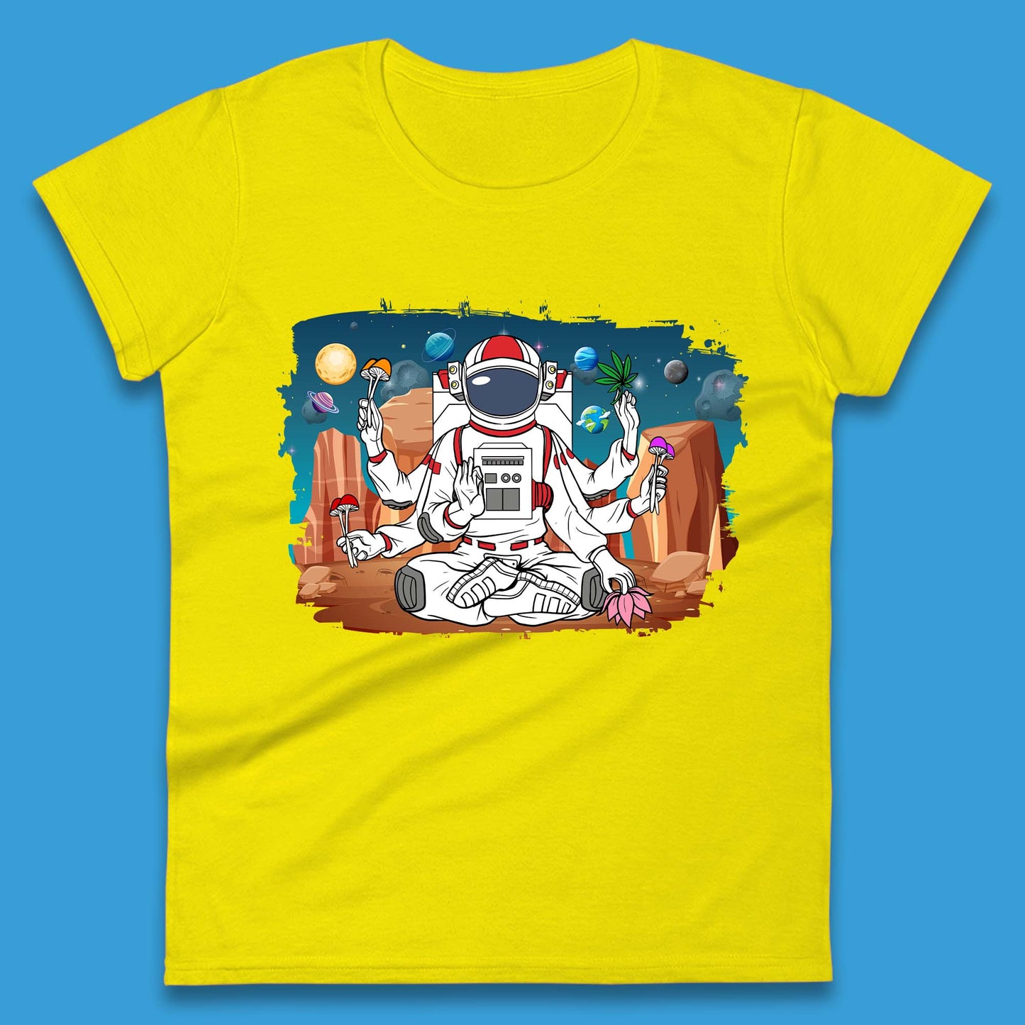 Meditating Astronaut Yoga Womens T-Shirt