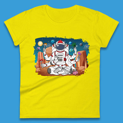 Meditating Astronaut Yoga Womens T-Shirt