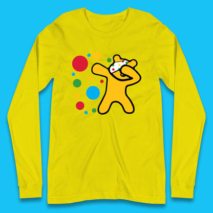 Dabbing Spotty Pudsey Bear Children In Need Dab Dance Spotty Day Donation Long Sleeve T Shirt