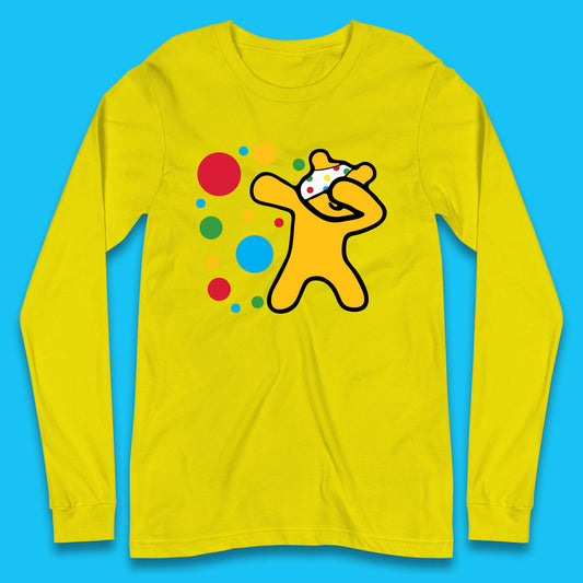 Dabbing Spotty Pudsey Bear Children In Need Dab Dance Spotty Day Donation Long Sleeve T Shirt