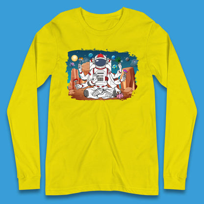 Meditating Astronaut Yoga Long Sleeve T-Shirt
