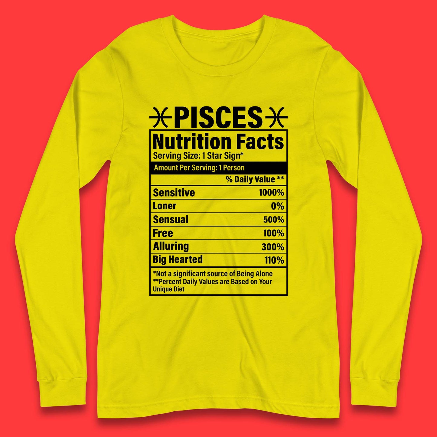 Pisces Nutrition Facts Long Sleeve T-Shirt