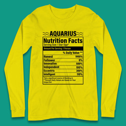 Aquarius Nutrition Facts Long Sleeve T-Shirt