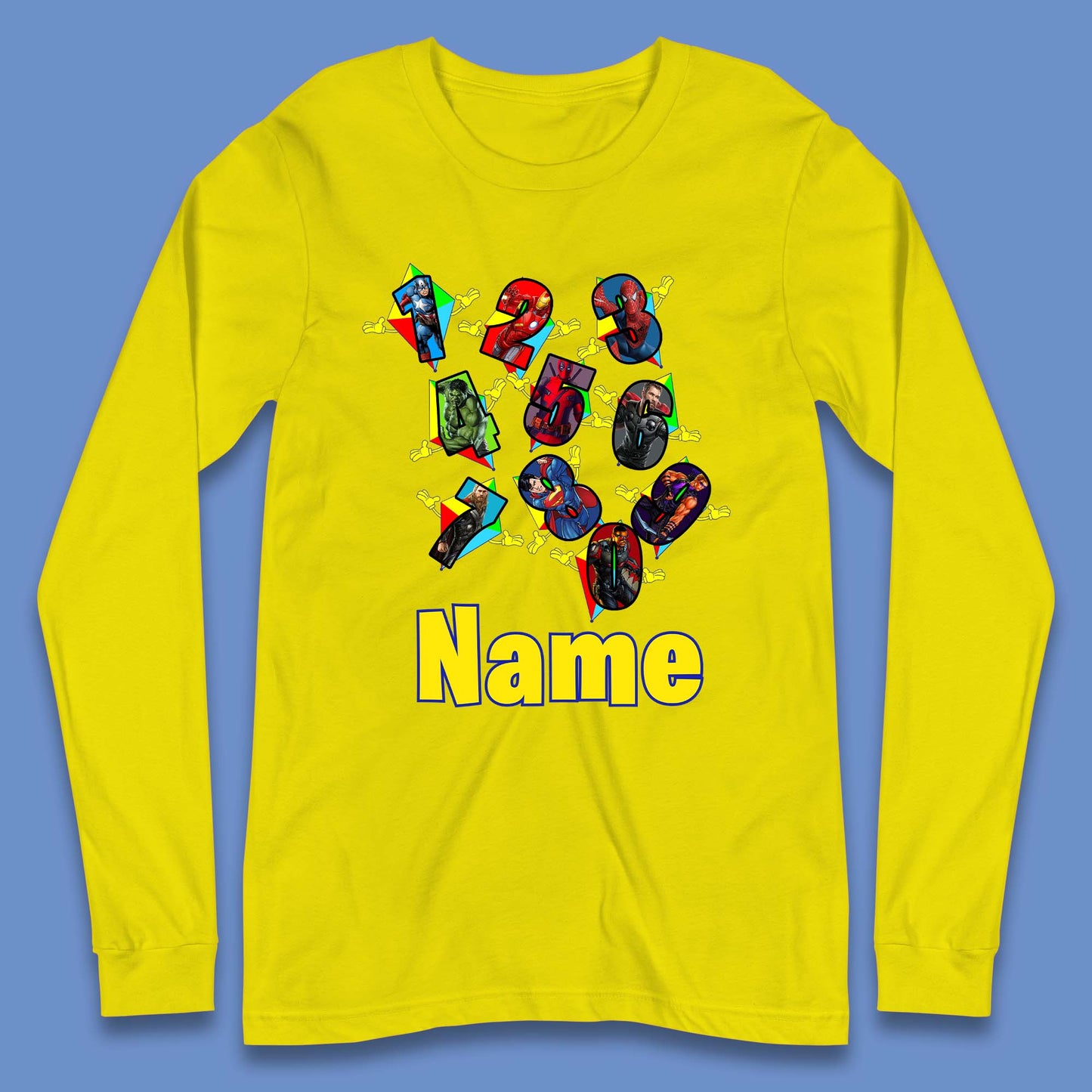 Personalised Number Day Superheroes Superheroes Long Sleeve T-Shirt