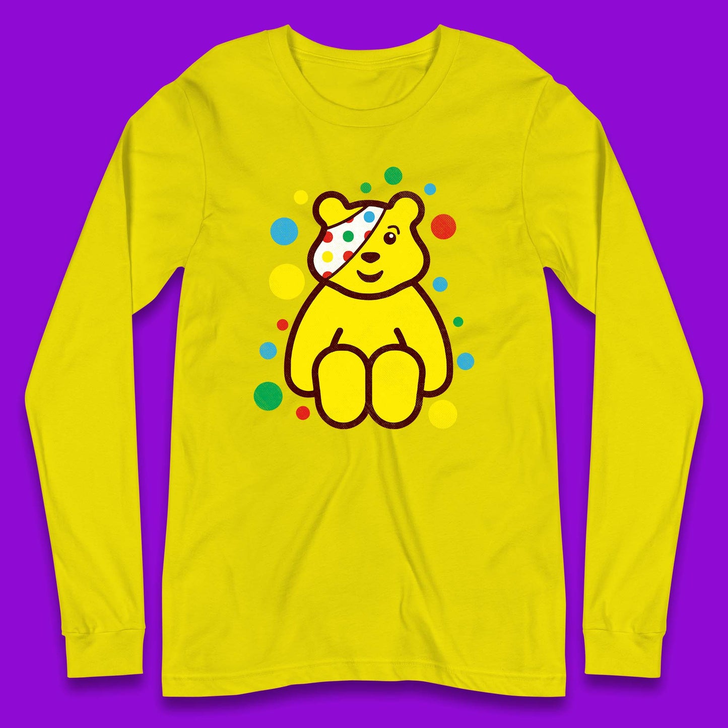 Children In Need Sitting Spotty Pudsey Bear Charity Raising Spotty Day Long Sleeve T Shirt
