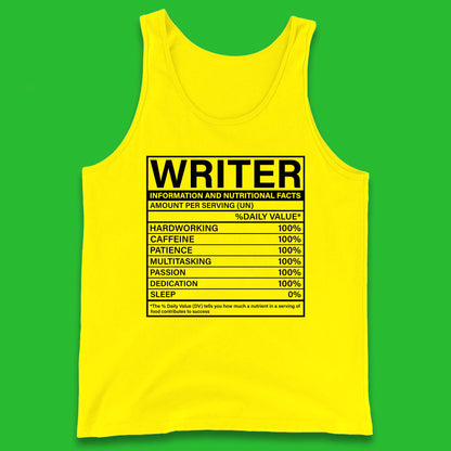 Writer Nutritional Facts Tank Top