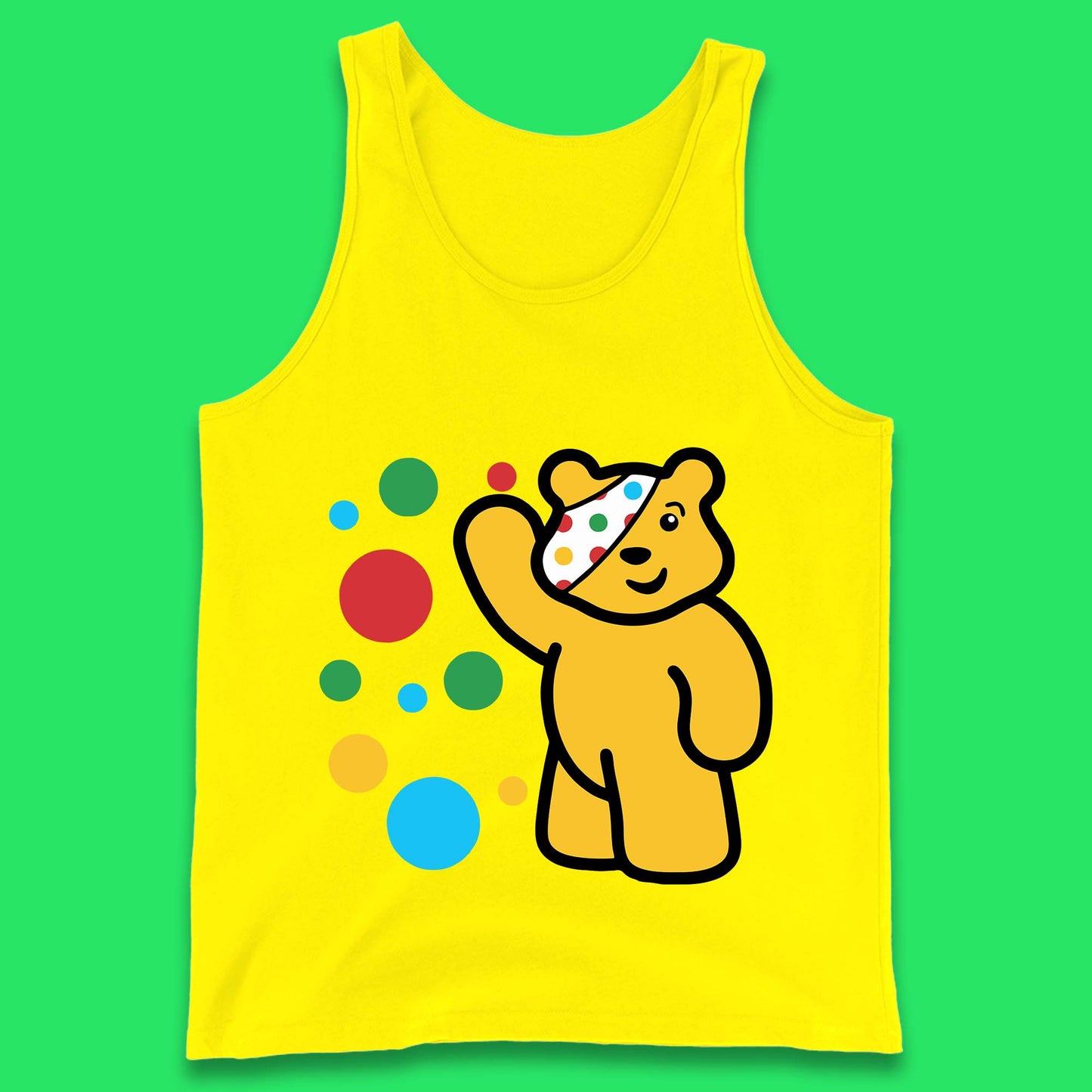 Spotty Pudsey Bear Hand Waving Dotty Spot Fundraising Children In Need Spotty Bear Spotty Day Tank Top