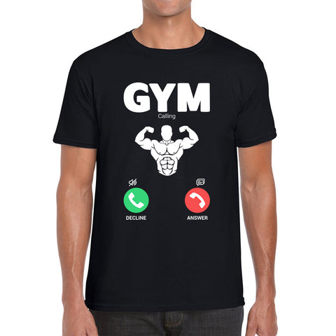 Gym Calling Gym Lover Awesome Gym Weightlifter Fitness Gym Is Calling Me Muscle Bodybuilding Six Pack Abs Mens Tee Top