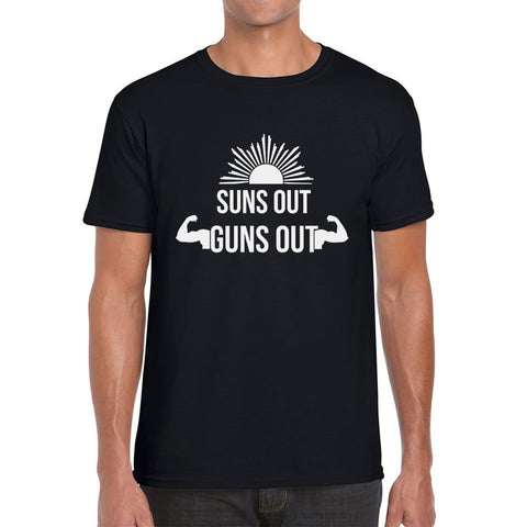Sun Out Guns Out, Workout Gym Bodybuilding Weightlifting Motivation Mens Tee Top
