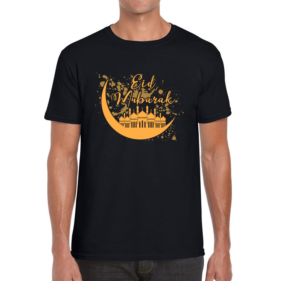 Eid Mubarak Crescent Moon Muslims Religious Islamic Mosque Holy Month Blessed Eid Festival Mens Tee Top