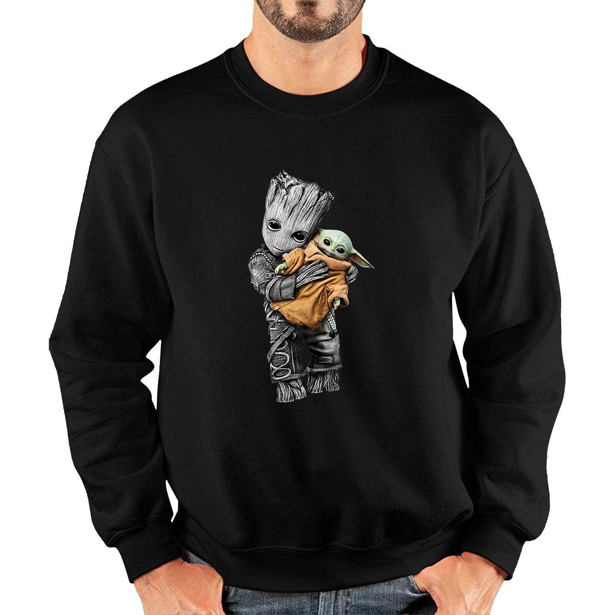 Baby Groot Holding Baby Yoda Avengers Hero Star Avenger Jedi Wars Star Wars Day 46th Anniversary Unisex Sweatshirt