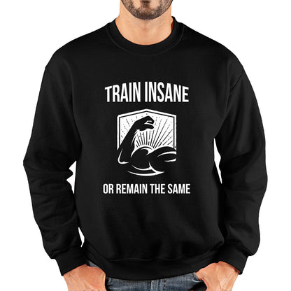 Train Insane Or Remain The Same Bodybuilders Gym Motivational Workout Muscular Bodybuilder Unisex Sweatshirt