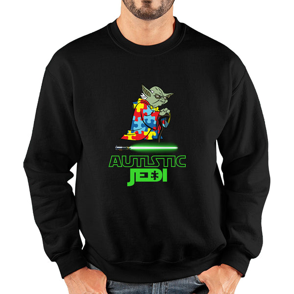 Autistic Jedi Old Yoda Star Wars Autism Awareness Star Wars Day 46th Anniversary Green Humanoid Alien Unisex Sweatshirt