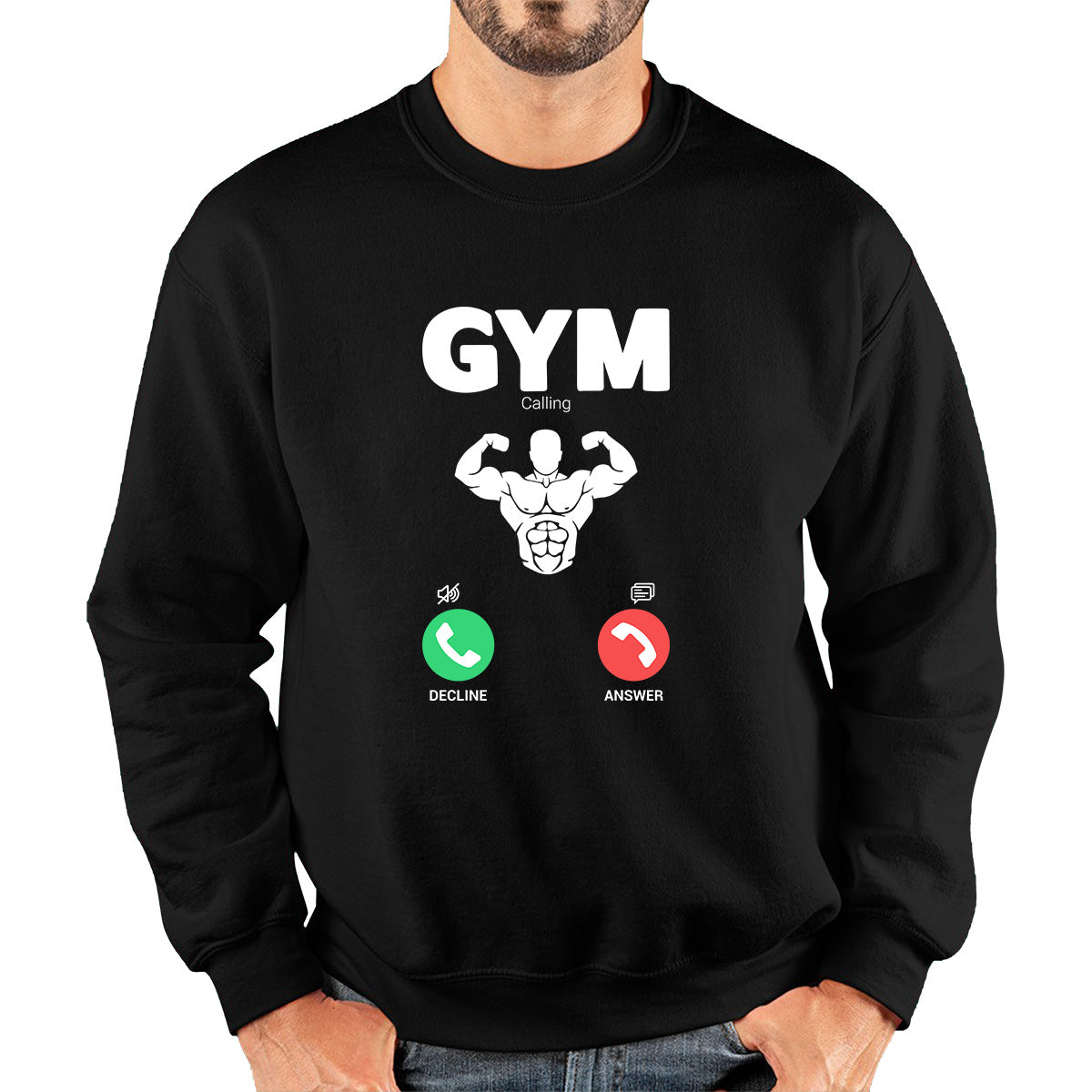 Gym Calling Gym Lover Awesome Gym Weightlifter Fitness Gym Is Calling Me Muscle Bodybuilding Six Pack Abs Unisex Sweatshirt