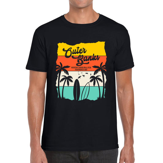 Outer Banks North Carolina NC Vintage Retro Beach Sunset TV Series JJ Maybank Pogue life OBX Fans Mens Tee Top
