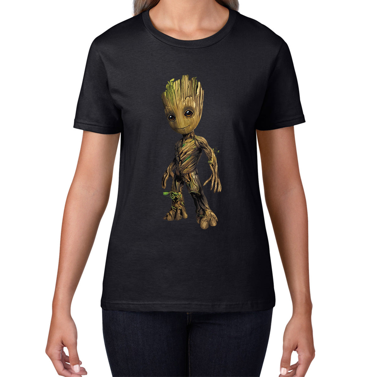 Baby Groot Comic book character Guardians of the Galaxy I am Groot Action Adventure Comedy Sci-Fi Movie Womens Tee Top