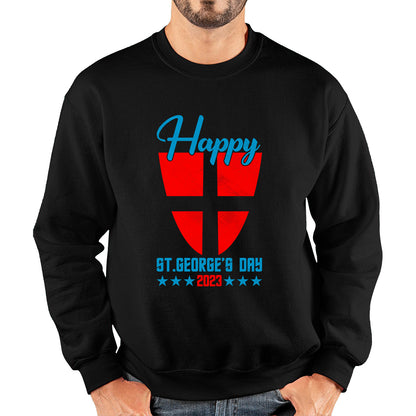 Happy St George's Day 2023 Saint George Cross Shield England Flag Religious Warriors St George Day Unisex Sweatshirt