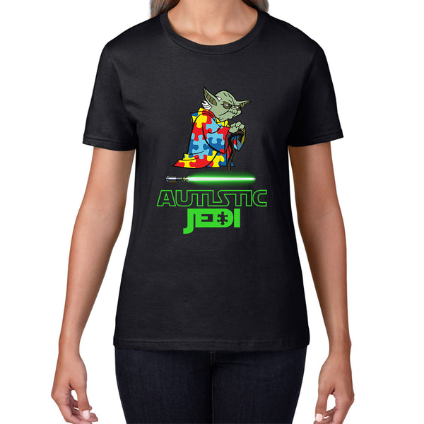 Autistic Jedi Old Yoda Star Wars Autism Awareness Star Wars Day 46th Anniversary Green Humanoid Alien Womens Tee Top