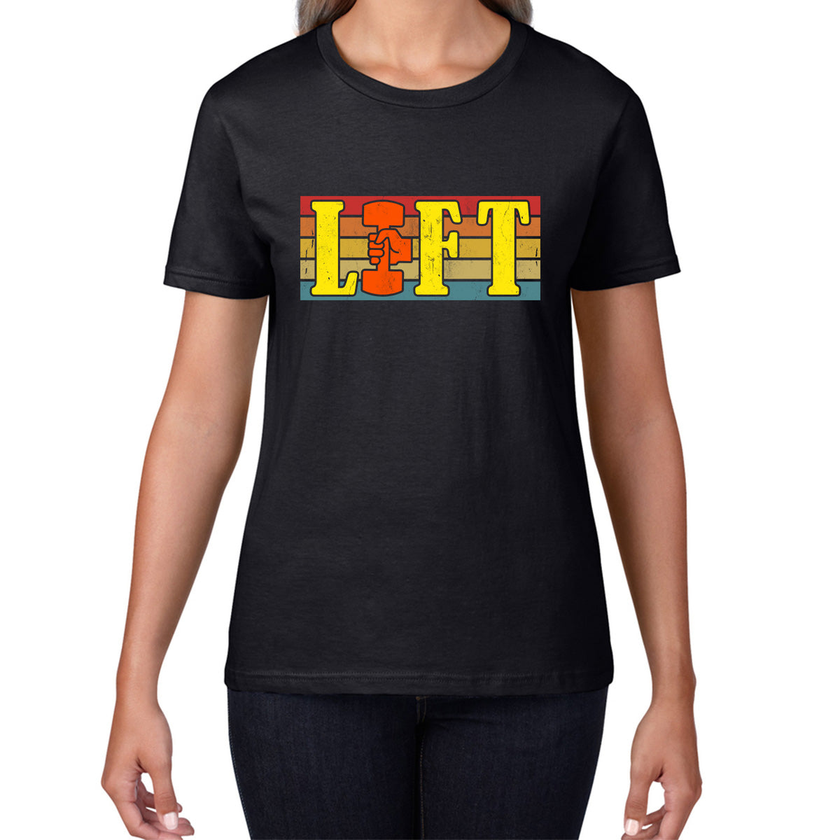 Lift Gym Bodybuilding Training Workout Exercise Weight Lifting Dumbells Fitness Womens Tee Top