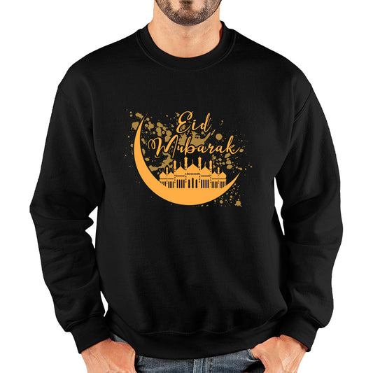 Eid Mubarak Crescent Moon Muslims Religious Islamic Mosque Holy Month Blessed Eid Festival Adult Sweatshirt