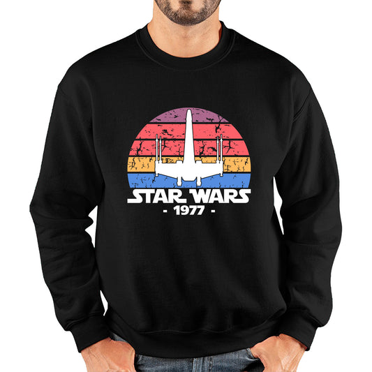 Star Wars X-Wing Fighter 1977 Vintage Retro Series Of Space Flight Simulator Video Games Disney Star Wars 46th Anniversary Unisex Sweatshirt