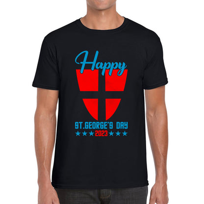 Happy St George's Day 2023 Saint George Cross Shield England Flag Religious Warriors St George Day Mens Tee Top