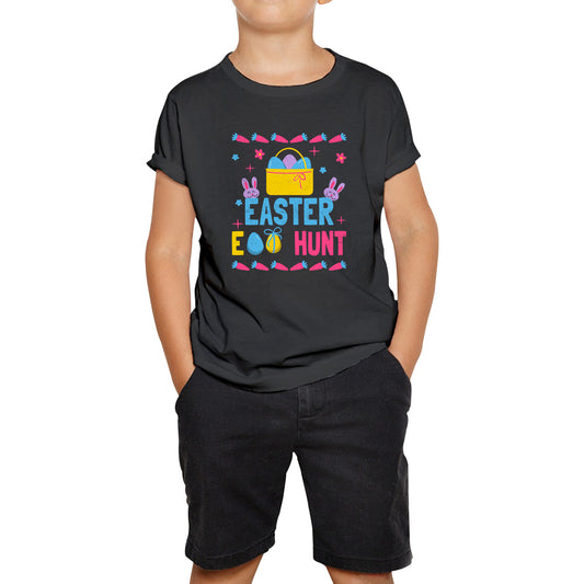 Easter Egg Hunt Hunting Squad Religious Christian Easter Egg Hunt Season Hunting Crew Egg Bucket Easter Bunny Kids T Shirt