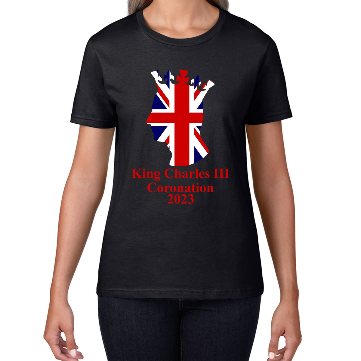 King Charles III Coronation 2023 United Kingdom King of England Royal Crown CR III His Majesty Womens Tee Top