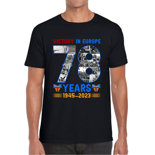 Victory In Europe 78 Years 1945-2023 VE Day Remembrance Day British Veterans UK Victory Day 78th Anniversary Patriotism Mens Tee Top