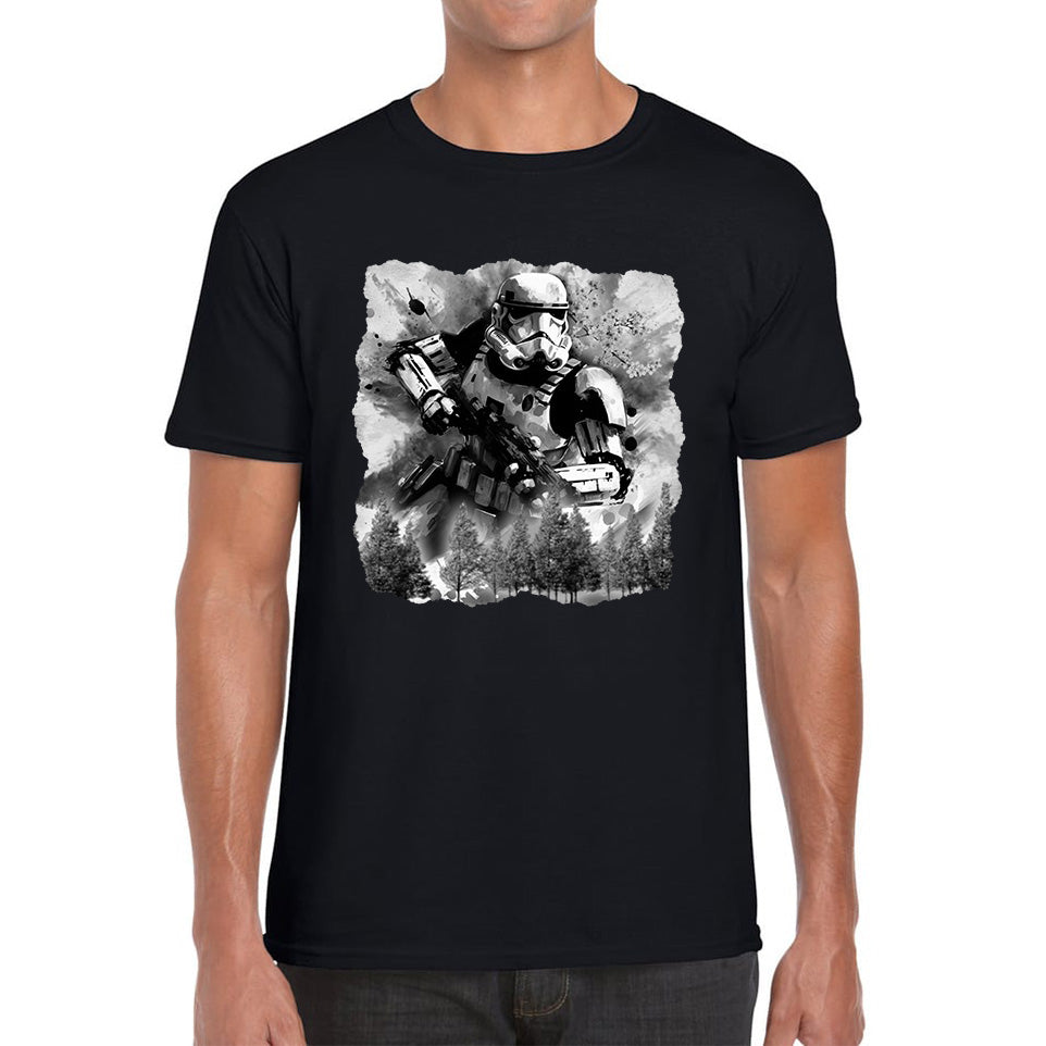 Hunter In The Forest Death Star Vintage Poster Graphic Movie Series Mens Tee Top