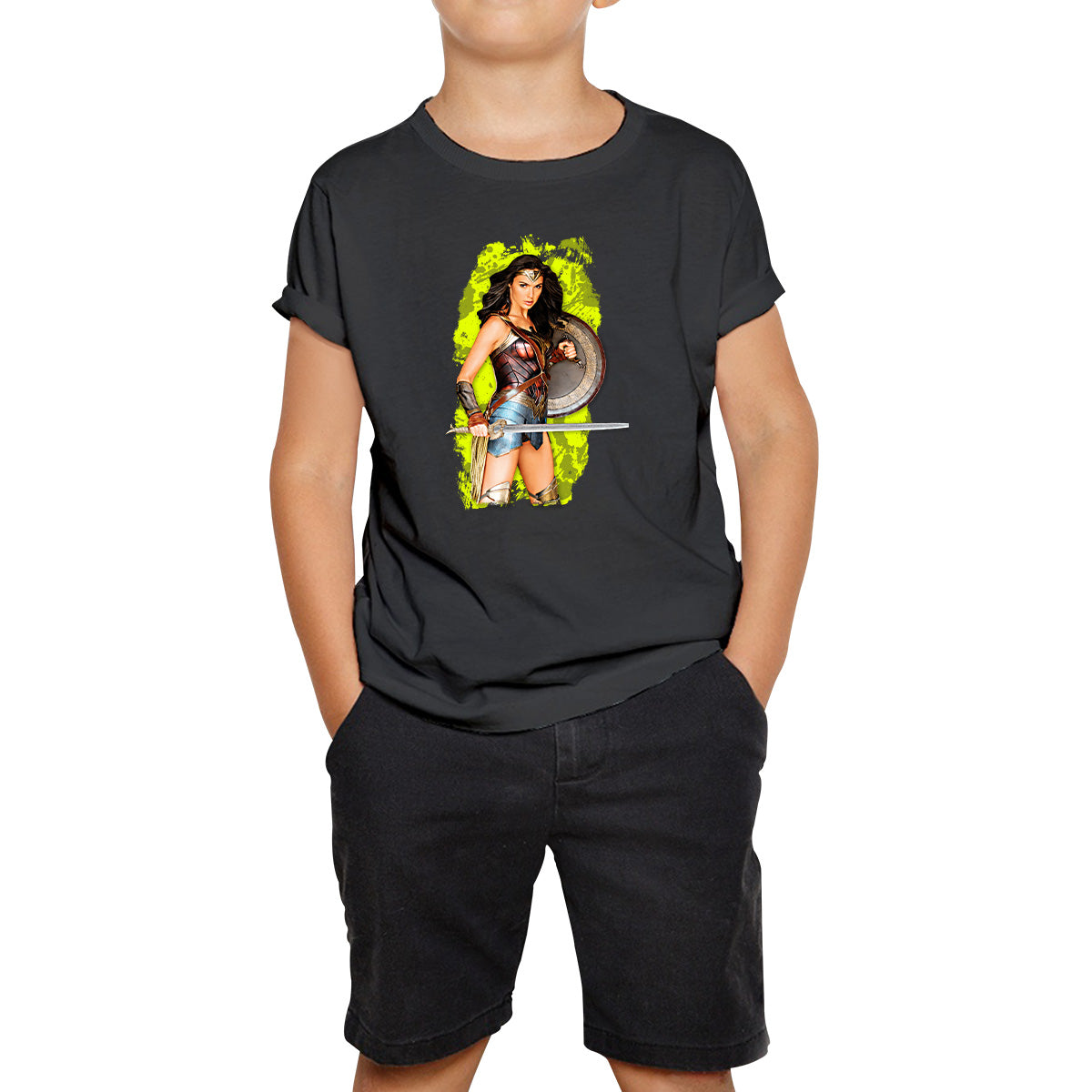 Gal Gadot Wonder Woman Shield Comic Book Character Wonder Girl Superhero Kids T Shirt