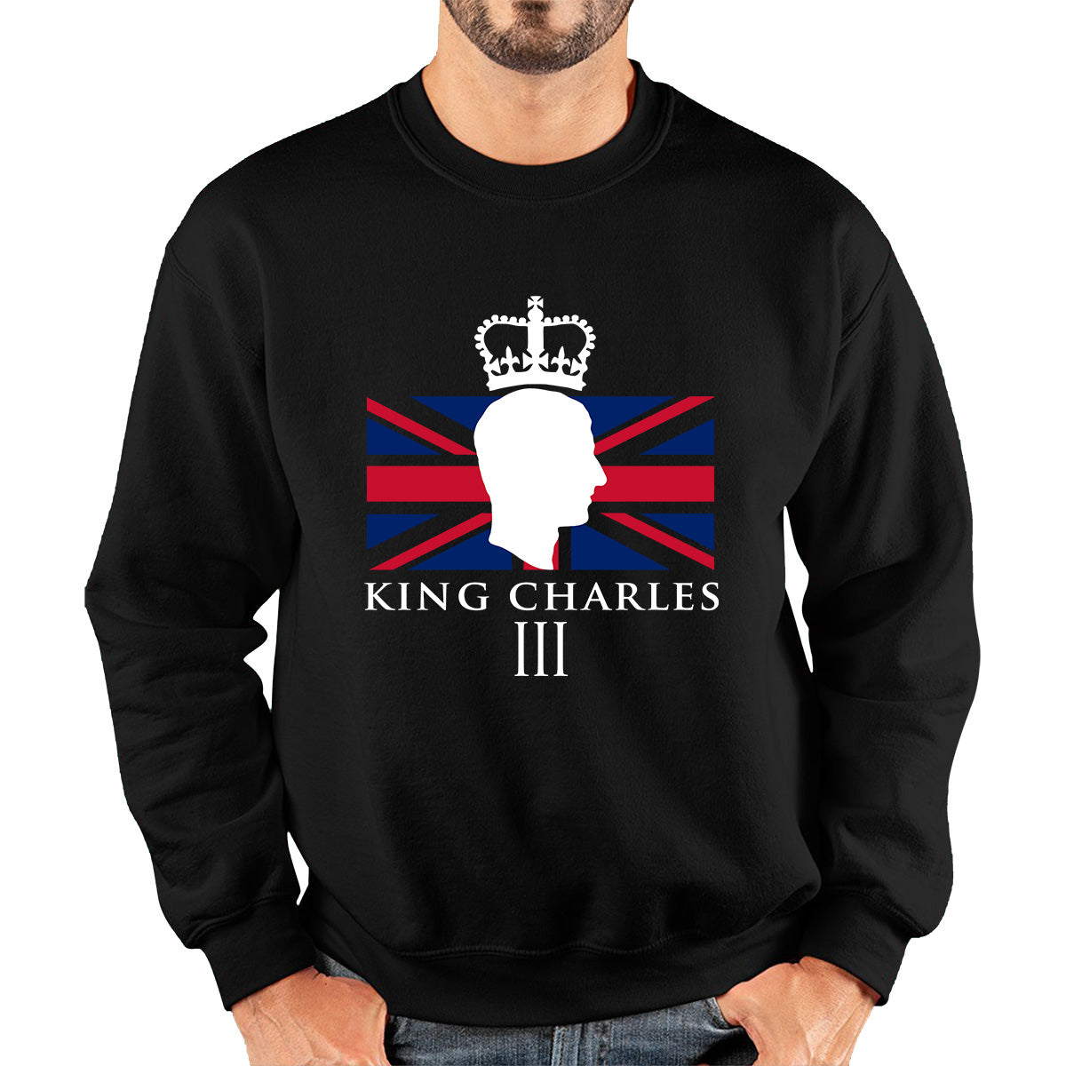 King Charles III Coronation British Flag CR III Royal Crown His Majesty Union Jack Great Britain Unisex Sweatshirt