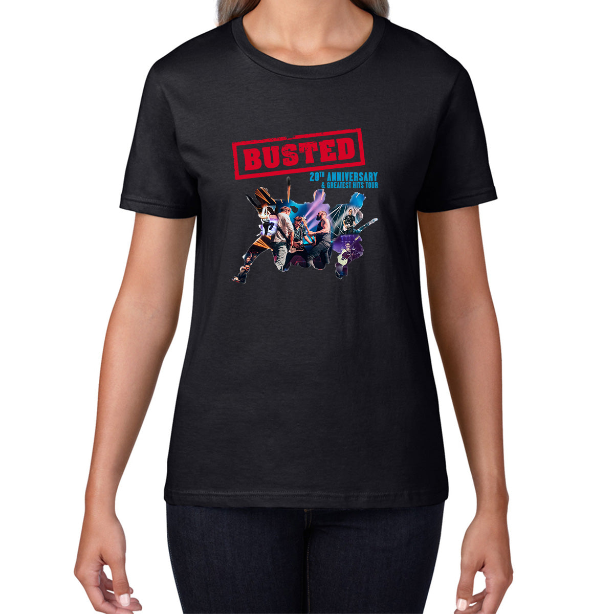 Busted 20th Anniversary & Greatest Hits Tour Busted Singers Pop Punk Music Band Womens Tee Top