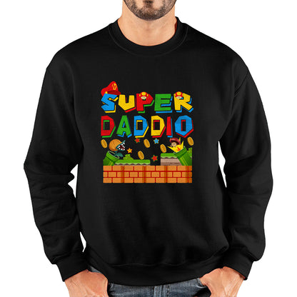 Super Daddio Daddy Gamer Dad Super Dad Super Mario Spoof Father's Day Game Series Mario Bros Unisex Sweatshirt