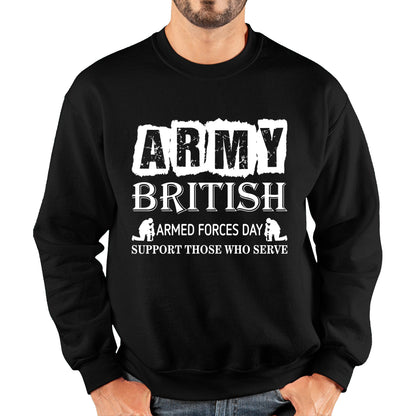 Army British Armed Forces Day Support Those Who Serve Lest We Forget Remembrance Day Veterans Day Poppy Flower Unisex Sweatshirt