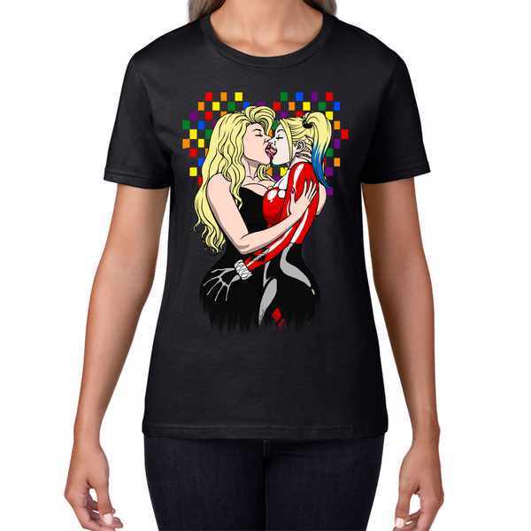 Kelly Bundy x Harley Quinn Kissing LGBT Pride Valentine Ladies T Shirt