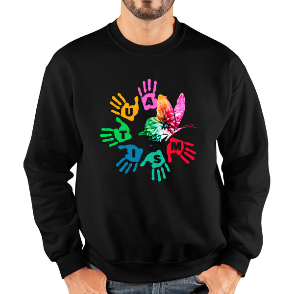 Autism Awareness Butterfly Peace Lover Autism Rainbow Be Kind Acceptance Autism Support Unisex Sweatshirt