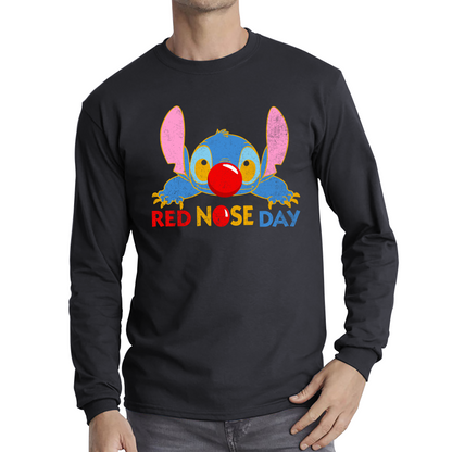 Disney Stitch Red Nose Day Lonsleeve Top Ohana Red Nose Day Funny Long Sleeve T Shirt. 50% Goes To Charity