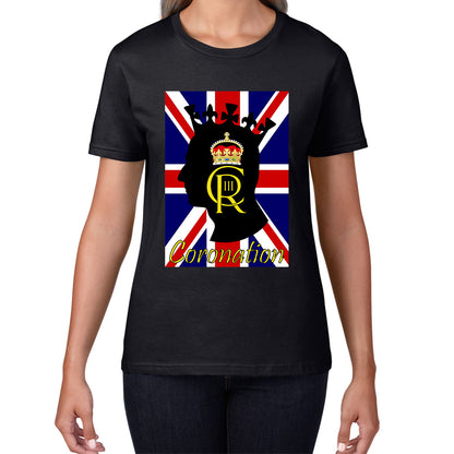 CR III Coronation Of King Charles III Royal Crown British Flag Great Britain Union Jack Womens Tee Top