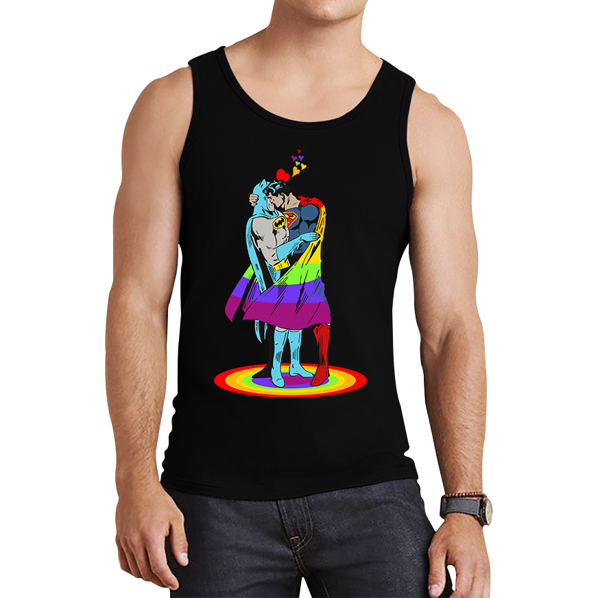 Batman x Superman Kiss vest, Gay Pride LGBT Justice League Valentine Tank Top