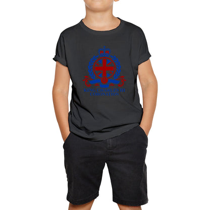 King Charles III Coronation 2023 CR III King Of England United Kingdom His Majesty Kids T Shirt