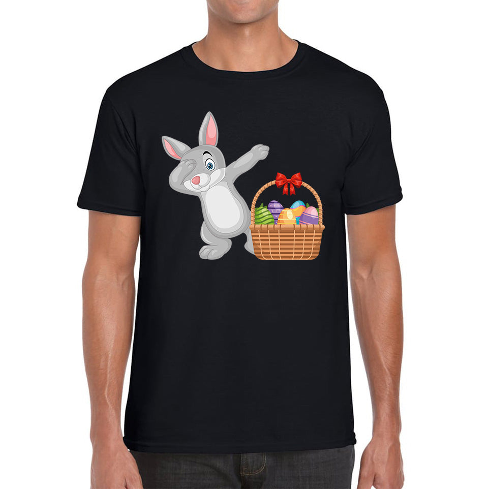 Dabbing Bunny With Eggs Basket Happy Easter Day Cute Rabbit Bunny Easter Day Mens Tee Top