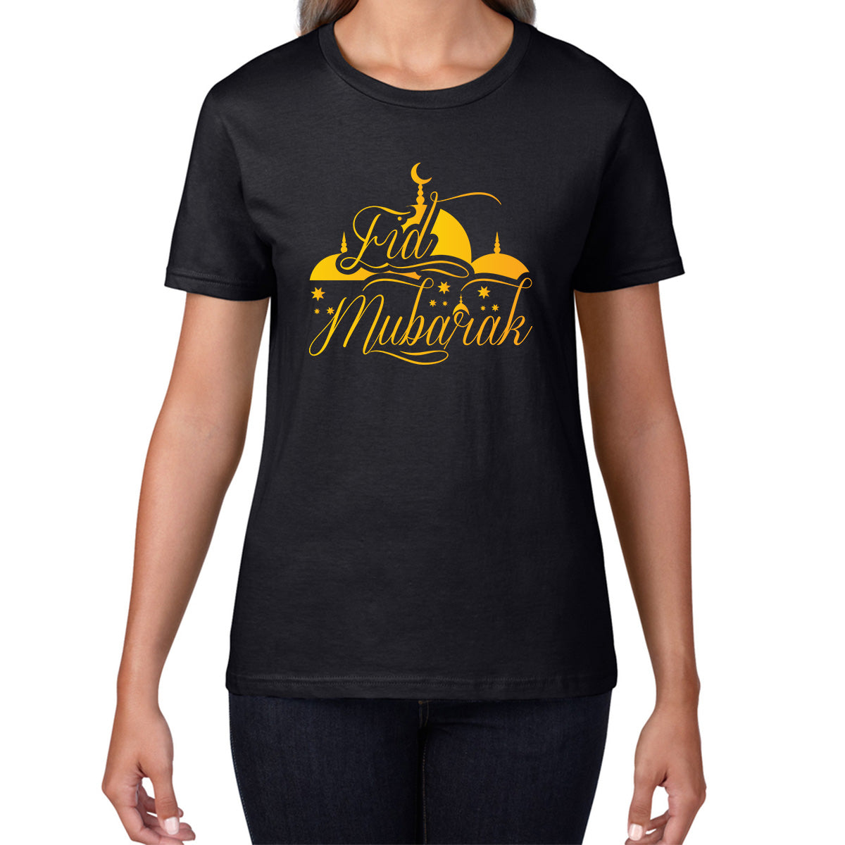 Eid Mubarak Muslims Religious Ramzan Fasting Mosque Prayers Blessings Holy Month Womens Tee Top