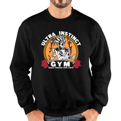 Ultra Instinct Gym Break Through Your Limits Dragon Ball Z Super Saiyan Goku Gym Training Bodybuilding Workout Unisex Sweatshirt